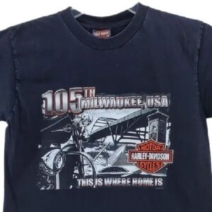 Vtg House of Harley Blk T-Shirt Men M 105th Mke WI 2-Sided Graphic USA Made 2008